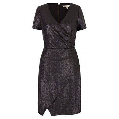 Yumi Black Wrap Dress With Sequins